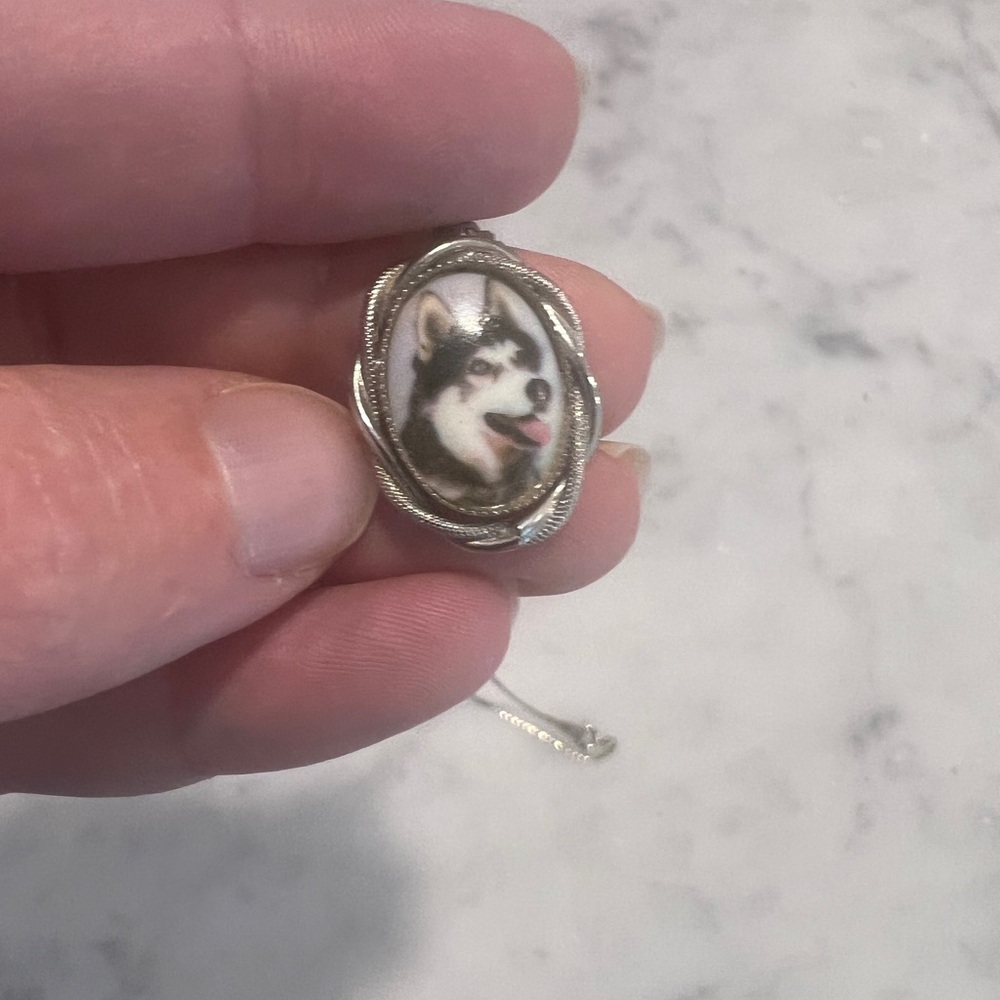 Vintage Husky Dog Pendant Necklace